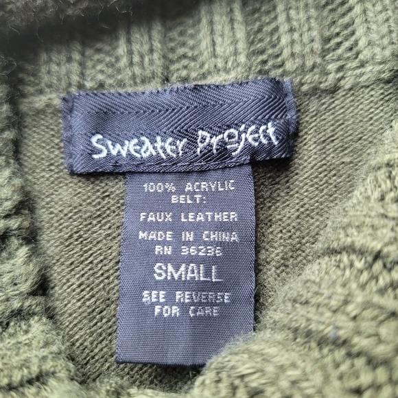 Sweater Project women's Argyle Knit Cowl Neck Fitted Sweater Dress Green Sz S - Picture 2 of 9